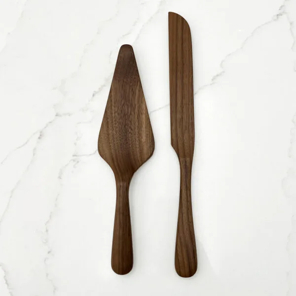 Walnut Cake Server Set