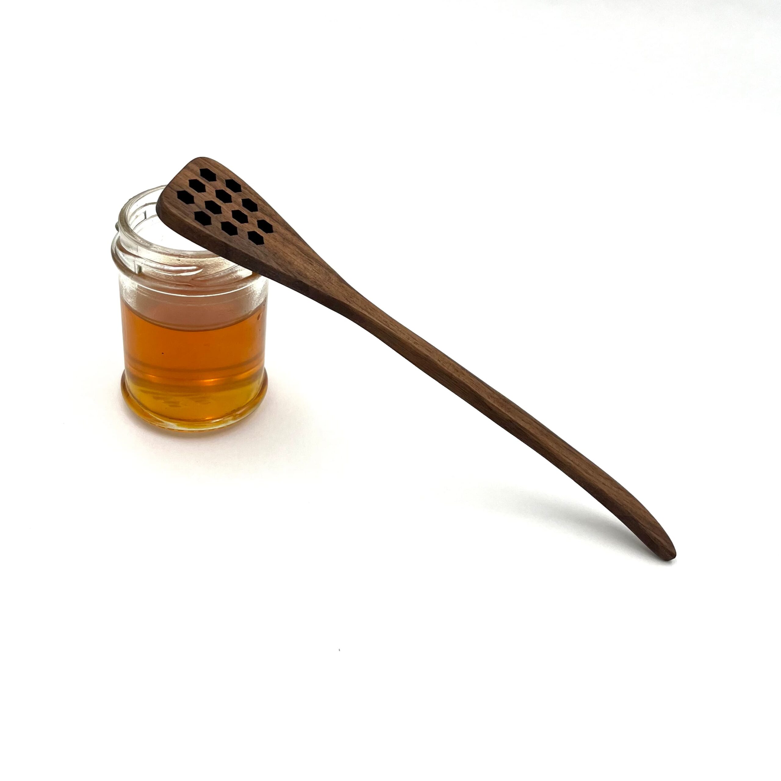 7" Walnut Wood Hex Honey Dipper - Handmade Kitchen Tool 2 7" Walnut Wood Hex Honey Dipper - Handmade Kitchen Tool - Image 2