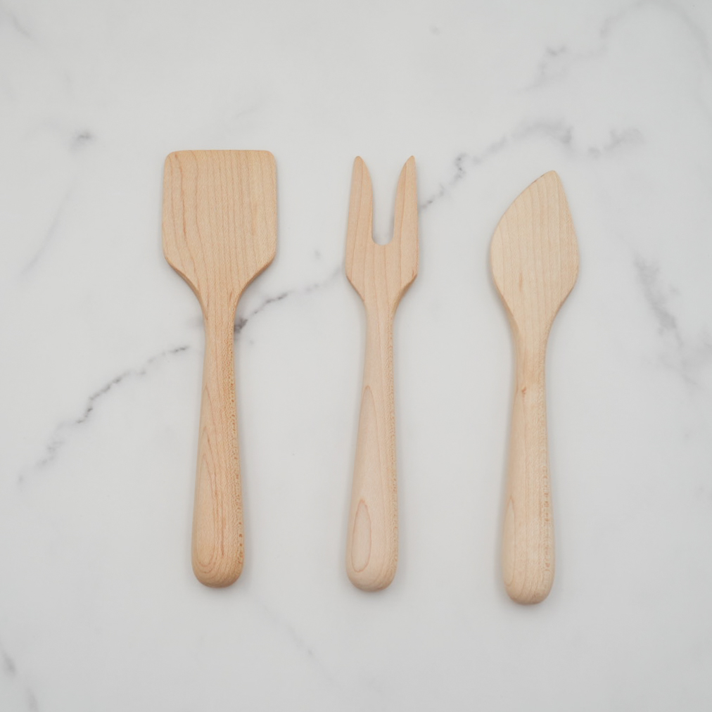 Maple Wood Cheese Set - Handmade Serving Utensils 2 Maple Wood Cheese Set - Handmade Serving Utensils - Image 2