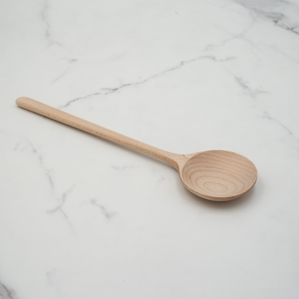12" Maple Wooden Round Spoon - Kitchen Cooking Utensil 1 12" Maple Wooden Round Spoon - Kitchen Cooking Utensil